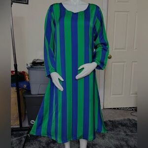 Green and Blue Striped silk Women's Dress/ maxi /long top Chest